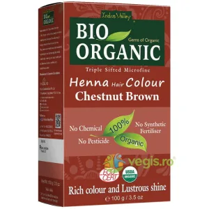 Vopsea de Par Henna Saten Castana (Chestnut Brown) Bio 100g