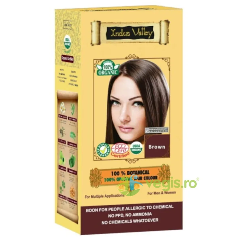 Vopsea de Par Henna Saten (Brown) Botanical 120g INDUS VALLEY — preț și oferte
