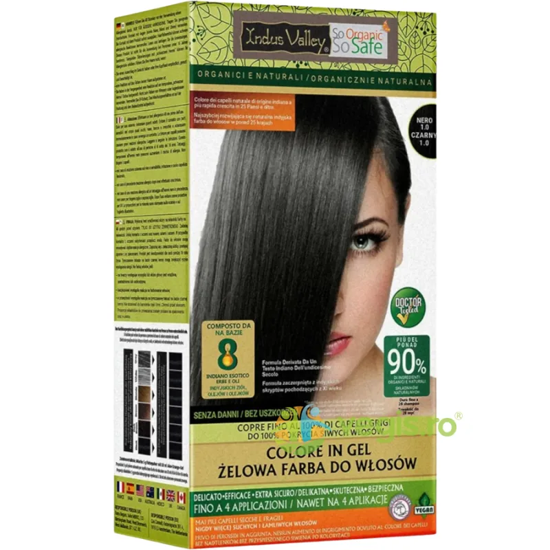 Vopsea de Par Henna Gel 1.0 Negru 220g INDUS VALLEY — preț și oferte