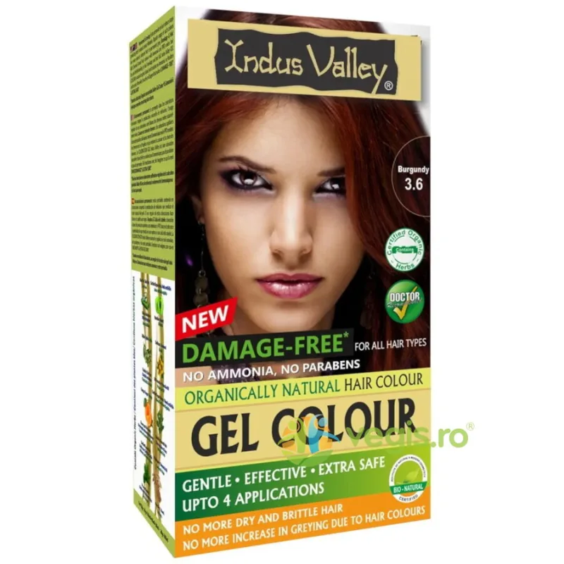 Vopsea de Par Henna Gel 3.6 Burgundy 220g INDUS VALLEY — preț și oferte