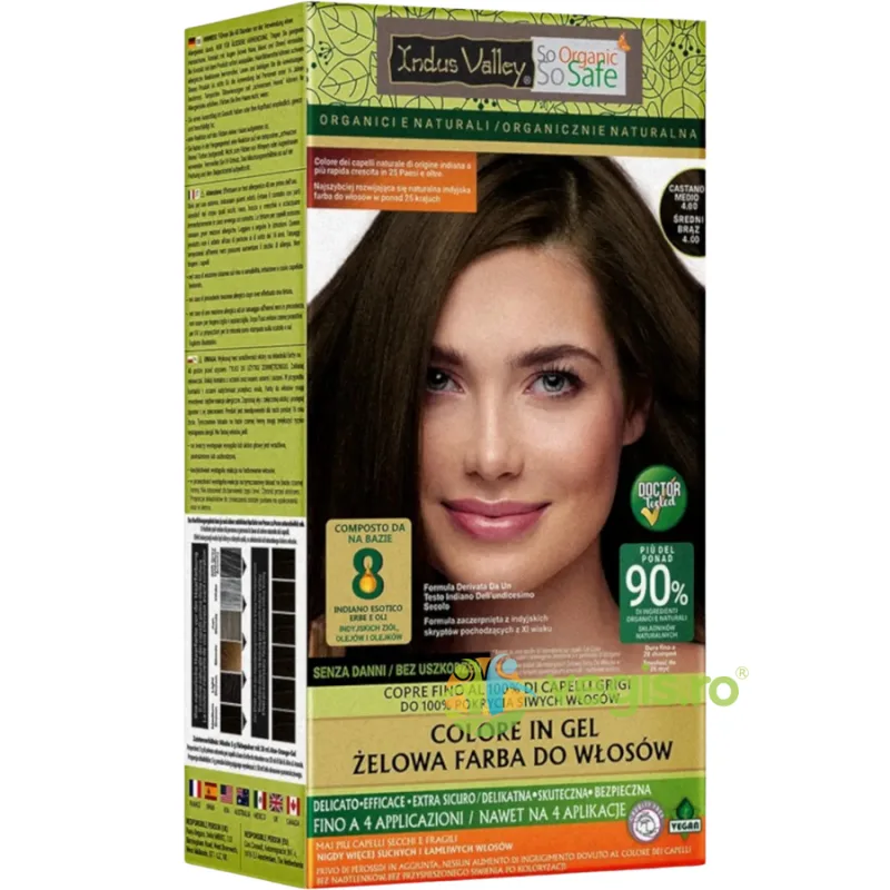 Vopsea de Par Henna Gel 4.0 Saten Mediu 220g INDUS VALLEY — preț și oferte