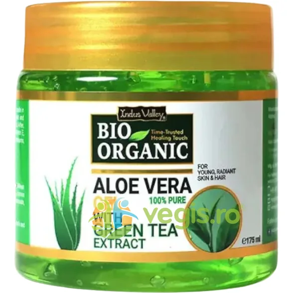 Gel de Aloe Vera cu Ceai Verde pentru Piele si Par 175g INDUS VALLEY — preț și oferte