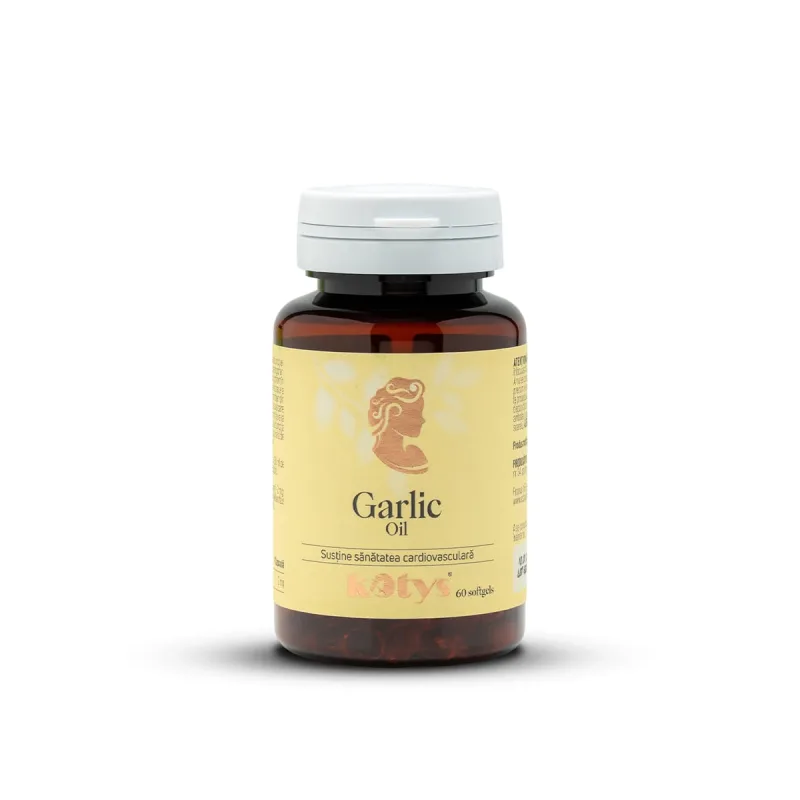 Garlic Oil, susține sănătatea cardiovasculară, ulei de usturoi concentrat, 60 softgels, Kotys Produse Kotys — preț și oferte