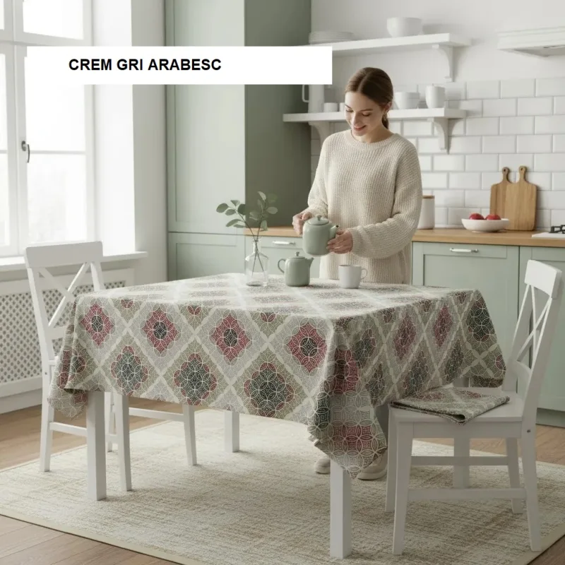 Fata de masa teflonata antimurdarire crem gri arabesc 180x240 cm, Ralex | 1 buc RALEX INFINITY — preț și oferte