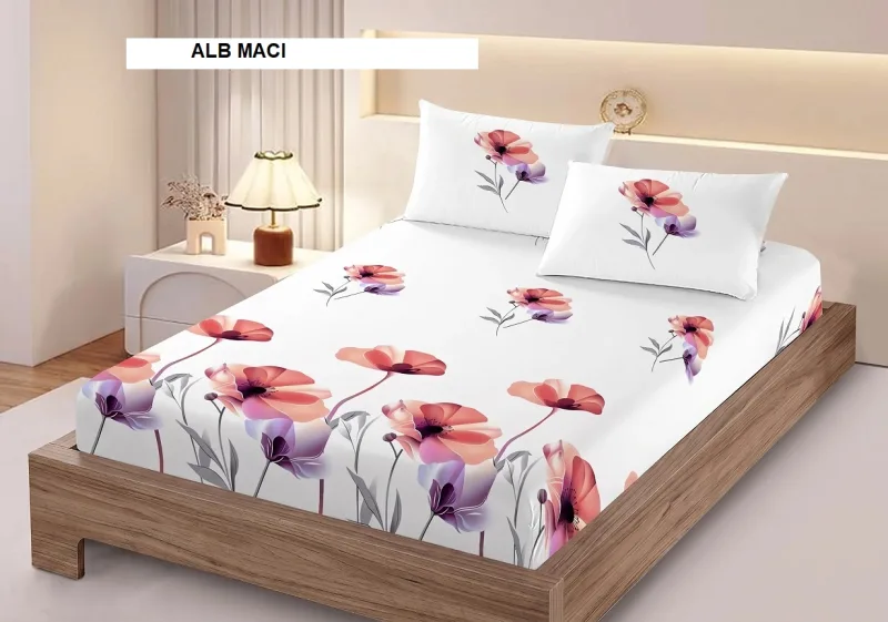 Husa de pat FINET + 2 fete de perna alb maci 200x160 cm, Ralex | 1 buc RALEX INFINITY — preț și oferte