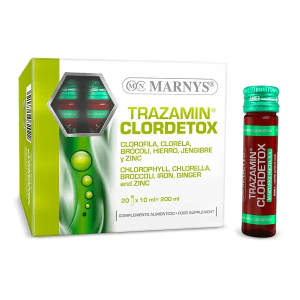 Supliment cu clorofila Trazamin Clordetox, 20 fiole, Marnys — preț și oferte