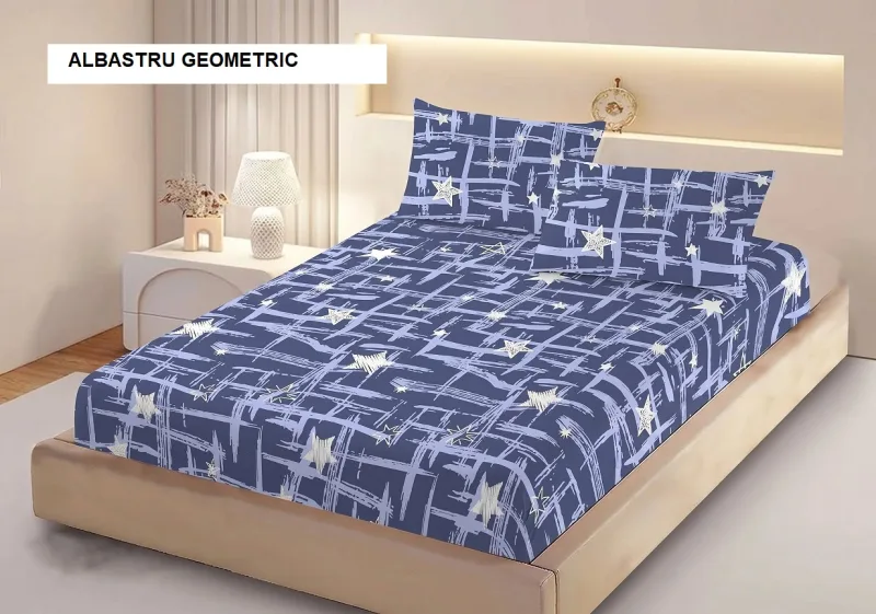 Husa de pat FINET + 2 fete de perna albastru geometric 200x160 cm, Ralex | 1 buc RALEX INFINITY — preț și oferte