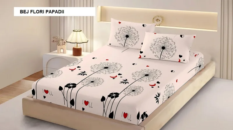 Husa de pat FINET + 2 fete de perna bej flori papadii 200x160 cm, Ralex | 1 buc RALEX INFINITY — preț și oferte
