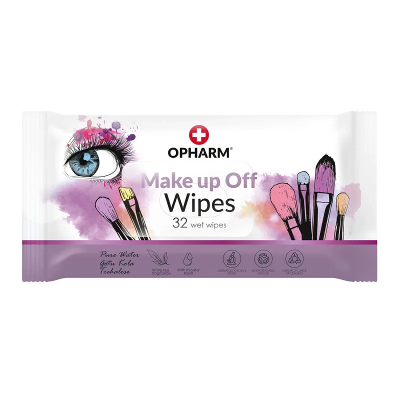 Opharm Make Up Off Wipes, șervețele demachiante, 32 bucăți — preț și oferte