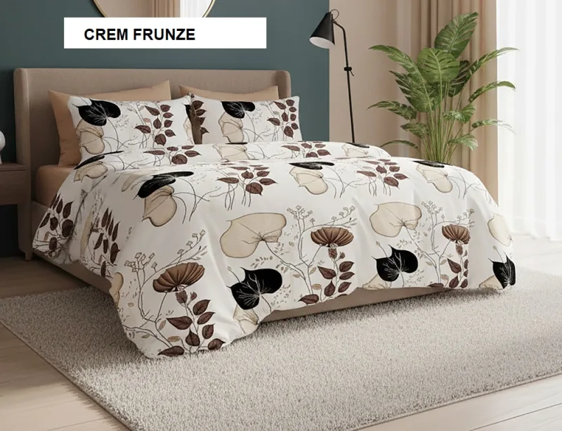 Lenjerie de pat policoton ELVO crem frunze 230x250 cm, Ralex | 1 buc RALEX INFINITY — preț și oferte