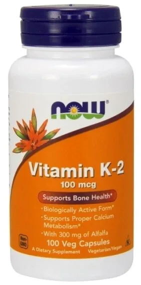 NOW FOODS Vitamina K-2 100 mcg + Lucernă 300 mg 100 capsule — preț și oferte