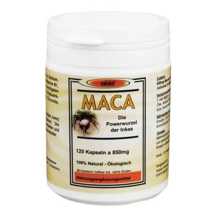 Capsule de maca 850 mg pulbere de rădăcină de maca provenită din agricultură ecologică, 120 de capsule — preț și oferte
