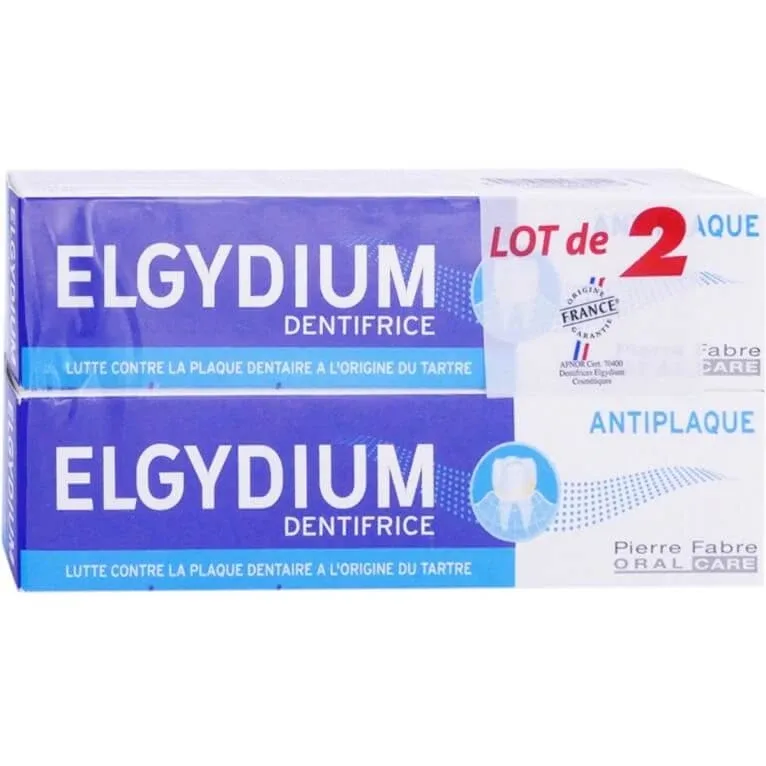 ELGYDIUM PASTA DE DINȚI ANTIPLACĂ 2X75 ML — preț și oferte