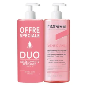 NOREVA SENSIDIANE GEL DE CURĂȚARE CALMANT, SET DE 2 X 400 g