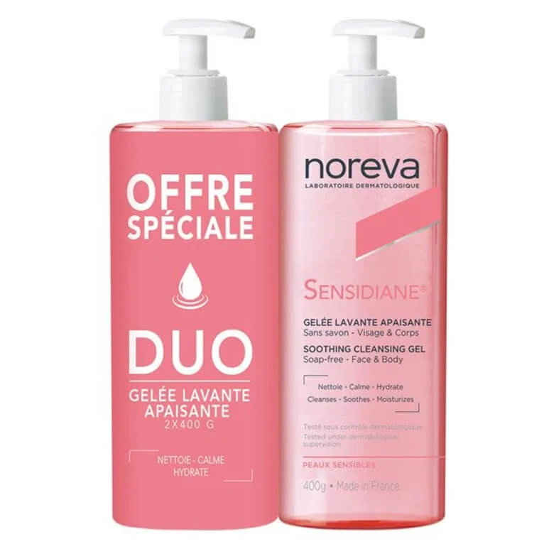 NOREVA SENSIDIANE GEL DE CURĂȚARE CALMANT, SET DE 2 X 400 g — preț și oferte