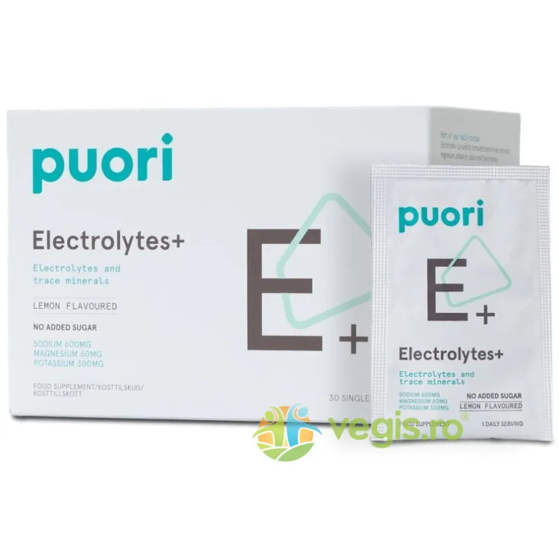 Puori E+ Electrolytes+, Electroliti cu Sodiu, Potasiu E si Magneziu 30 plicuri — preț și oferte