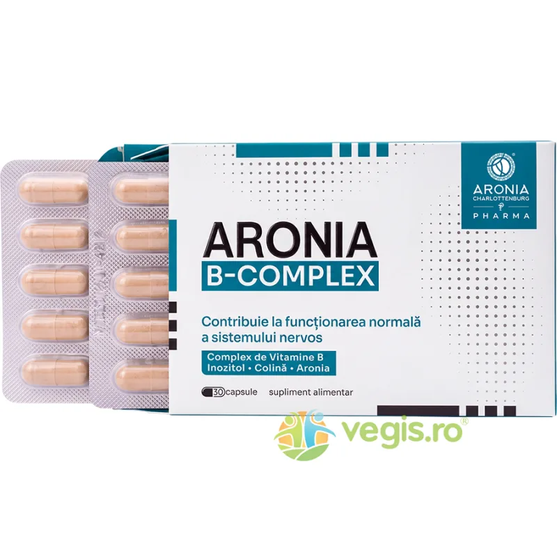 Aronia B-Complex - 8 Vitamine B + Aronia pentru Sistemul Nervos, Reducerea Oboselii si Mai Multa Energie 30cps Aronia Charlottenburg — preț și oferte