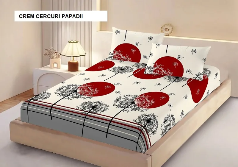 Husa de pat FINET + 2 fețe de perna crem cercuri papadii 200x160 cm, Ralex | 1 buc RALEX INFINITY — preț și oferte
