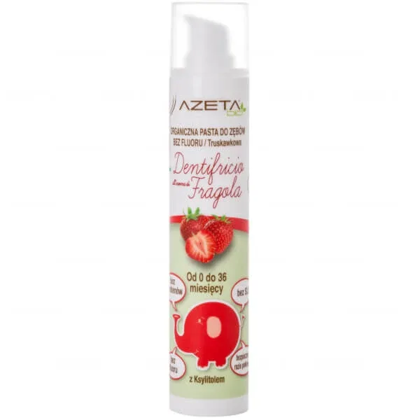 Azeta Bio, pastă de dinți organică pentru copii, 0-36 luni, fără fluor, căpșuni, 50 ml — preț și oferte
