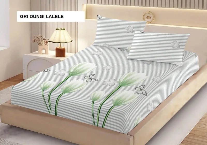 Husa de pat FINET + 2 fețe de perna gri dungi lalele 200x160 cm, Ralex | 1 buc RALEX INFINITY — preț și oferte