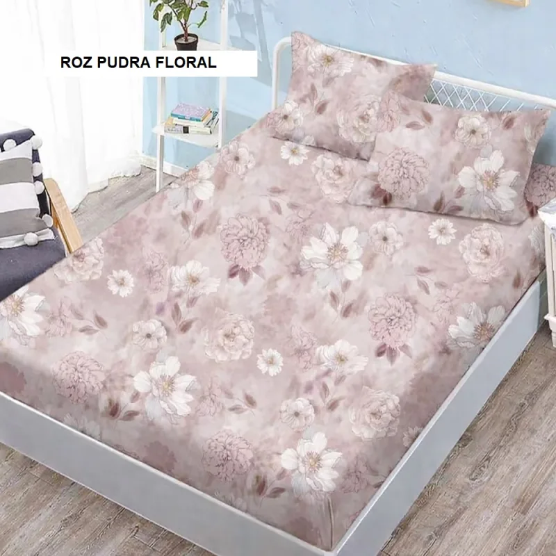 Husa de pat FINET + 2 fețe de perna roz pudra floral 200x160 cm, Ralex | 1 buc RALEX INFINITY — preț și oferte