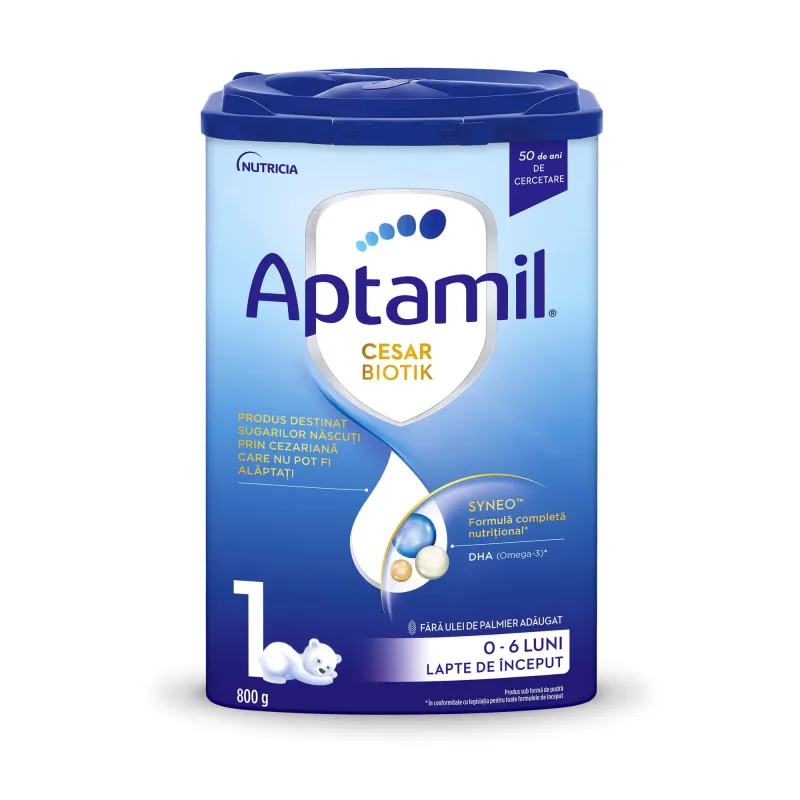 Lapte praf Aptamil CesarBiotik 1, 0-6 luni, 800 g, Nutricia — preț și oferte