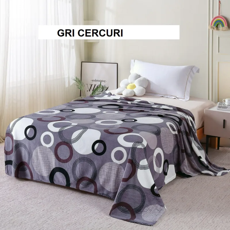 Patura pufoasa gri cercuri 200 x 220 cm, Ralex | 1 buc RALEX INFINITY — preț și oferte