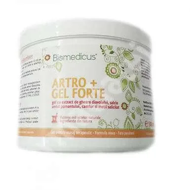 Artro+ Gel forte cu extract de gheara diavolului, salcie, untul pamantului, camfor si metil salicilat, 500 ml, Biomedicus — preț și oferte