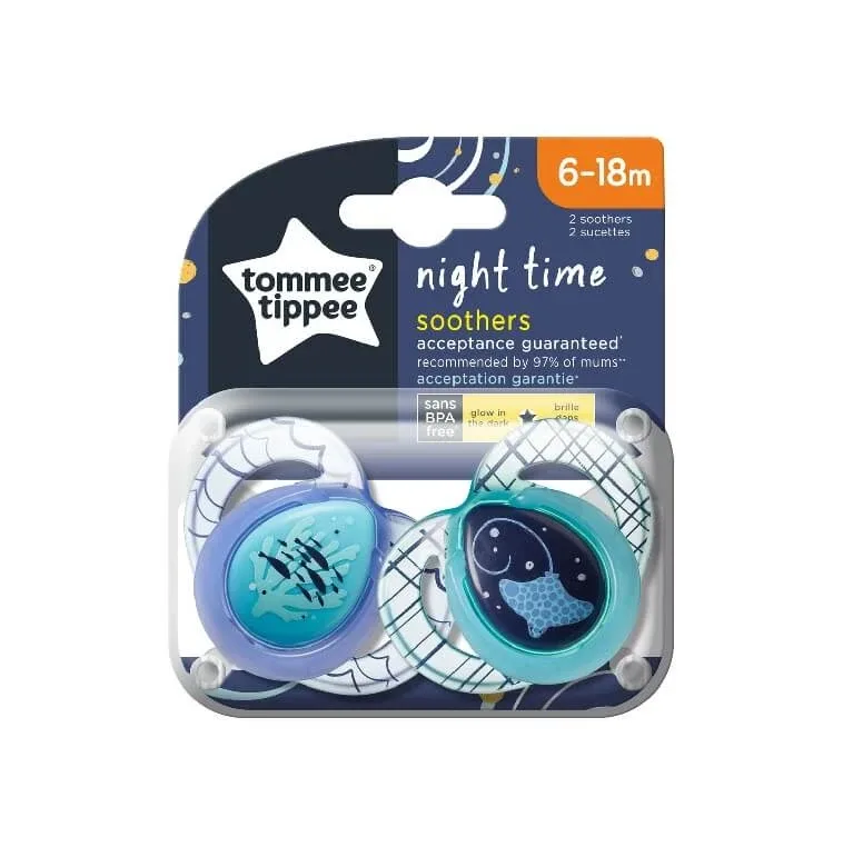 Tommee Tippee Suzeta de noapte 6-18m, 2 bucăți — preț și oferte