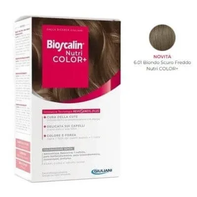 Bioscalin nutri color+ 6.01 cremă colorantă blond închis rece 40 ml + cremă detector 60 ml + șampon 12 ml + balsam 12 ml + mănuși de unică folosință — preț și oferte