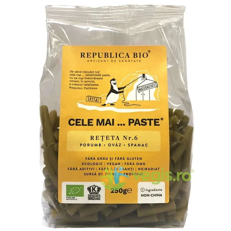 Cele mai…Paste Reteta nr.6 din Porumb, Ovaz, Spanac fara Gluten Ecologice 250g REPUBLICA BIO — preț și oferte