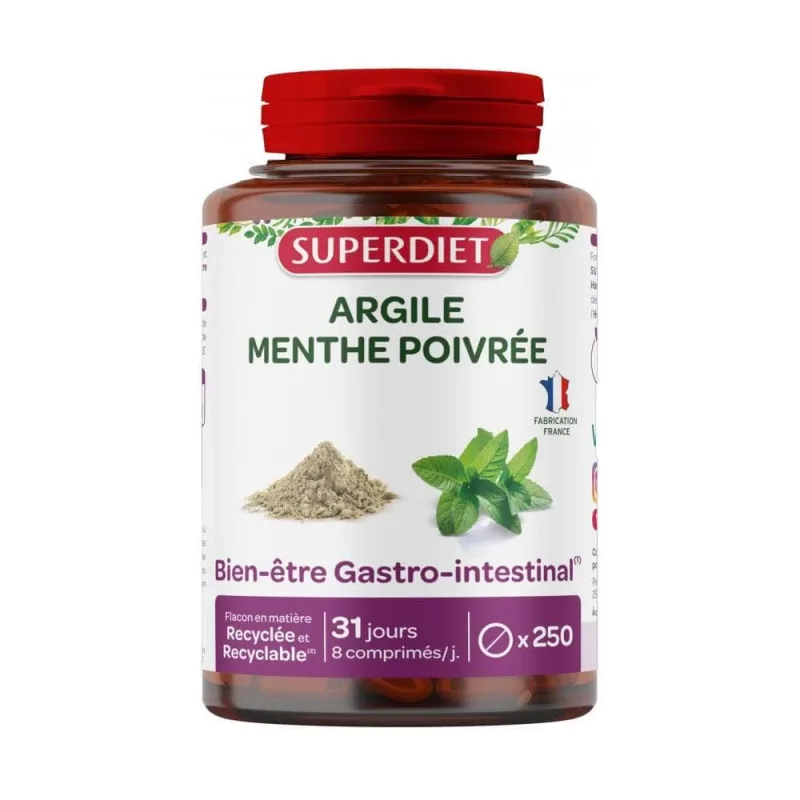 Superdiet Argile Menthe Poivrée 250 comprimate — preț și oferte