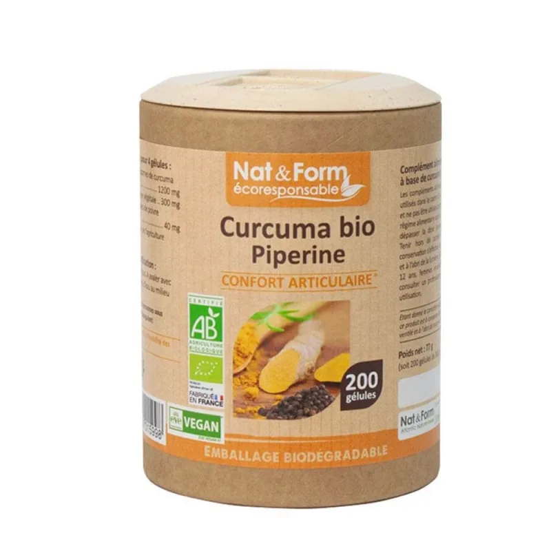Nat&Form Curcuma organică și piperină 200 geli — preț și oferte