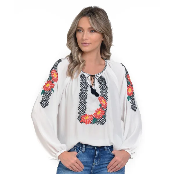 Ie broderie dama DI25IE84 alb/negru/rosu floral, Dress to Impress | marimea 40/42 DRESS TO IMPRESS INFINITY — preț și oferte