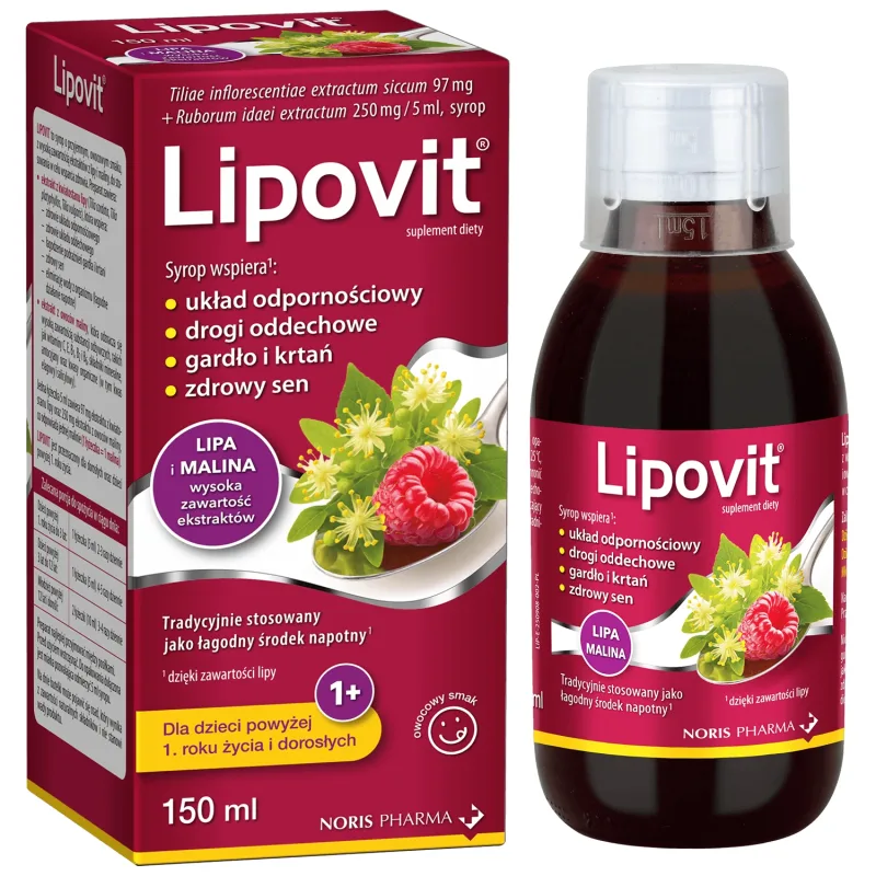 Lipovit Lipa și zmeură, sirop pentru copii de la 1 an și adulți, 150 ml — preț și oferte