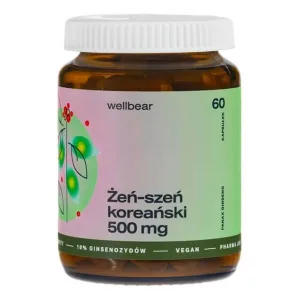 Wellbear Ginseng coreean (Panax ginseng) 500 mg, capsule, 60 buc.
