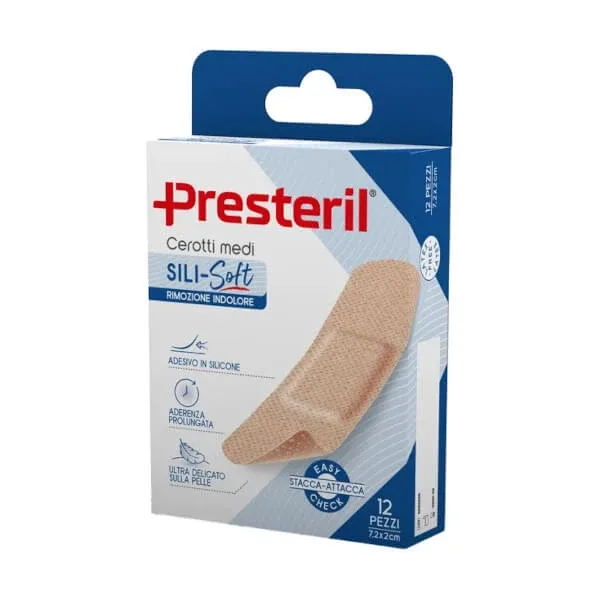PRESTERIL Plasturi pentru piele Sili-Soft 7,2x2 cm - 12 bucăți — preț și oferte