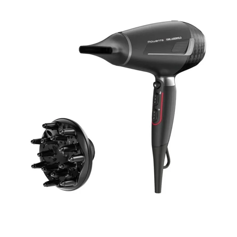 Rowenta X Karl Lagerfeld K/Pro Stylist uscător de păr, motor profesional de curent alternativ de 2200 W, uscare ultra-rapidă – negru — preț și oferte