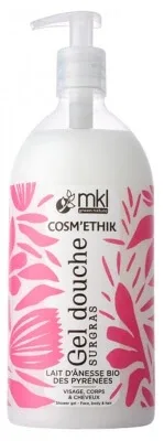 MKL Green Nature Cosm'Ethik Gel de duș hidratant cu lapte de măgăriță organic din Pirinei 1 L