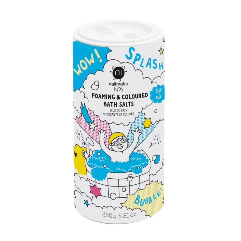 Nailmatic Kids Foam & Coloured, sare de baie spumantă, pentru copii, albastru, 250 g — preț și oferte