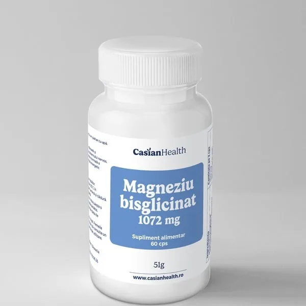 Magneziu bisglicinat 1072 mg, 60 capsule vegetale, Casian Health — preț și oferte