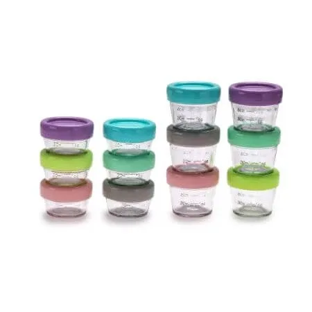 Set 12 recipiente din sticla pentru hrana bebelusului, 6 x 59 ml + 6 x 118 ml, Melii — preț și oferte