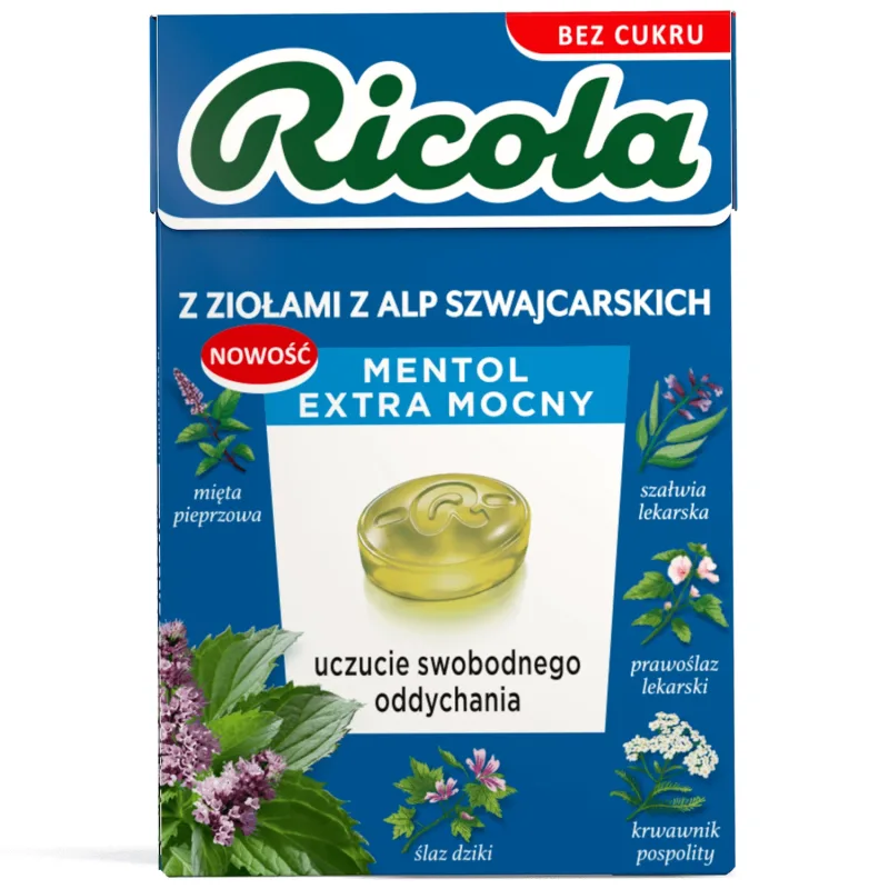 Ricola Mentol, bomboane elvețiene pe bază de plante, fără zahăr, 27.5 g — preț și oferte
