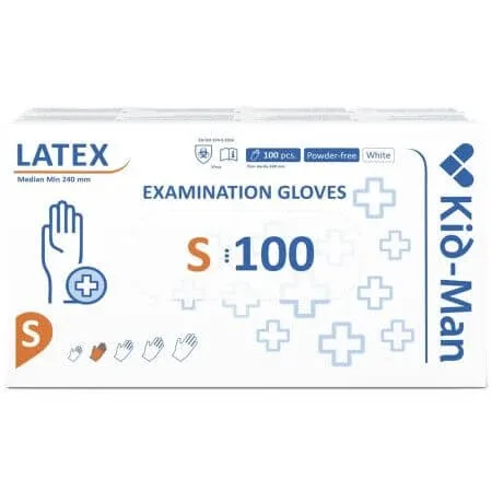 Manusi din latex de unica folosinta albe, marimea S, 100 bucati, Kid-Man — preț și oferte