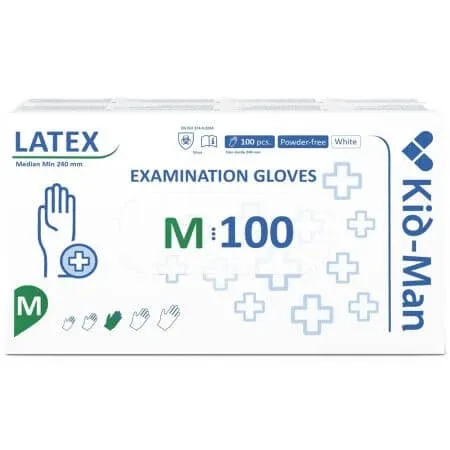 Manusi din latex de unica folosinta albe, marimea M, 100 bucati, Kid-Man — preț și oferte
