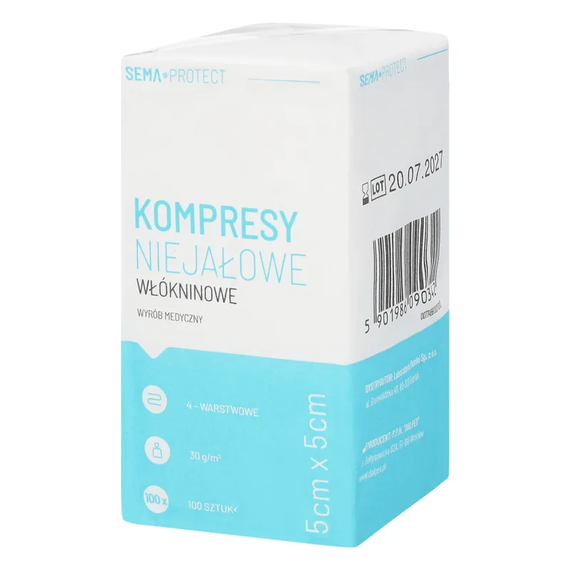 Comprese SEMA Protect, nesterile, nețesute, 5 cm x 5 cm, 100 bucăți — preț și oferte
