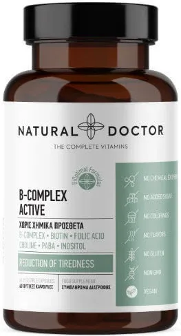 Natural Doctor B-Complex Active Vitamina pentru Energie, Întărirea Sistemului Imunitar & Sistemul Nervos 60 capsule veget