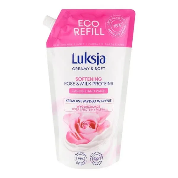 Luxja Creamy &amp; Săpun lichid moale, netezitor, proteine de trandafir și lapte, refill, 900 ml — preț și oferte