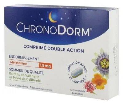 Laboratoarele IPRAD ChronoDorm cu dublă acțiune: melatonină 1,9 mg, valeriană, 15 comprimate — preț și oferte