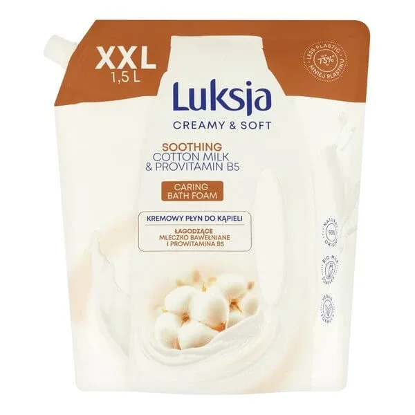 Luxja Creamy &amp; Sofrt, loțiune de baie cremoasă, lapte de bumbac calmant și provitamina B5, refill, 1,5 l — preț și oferte